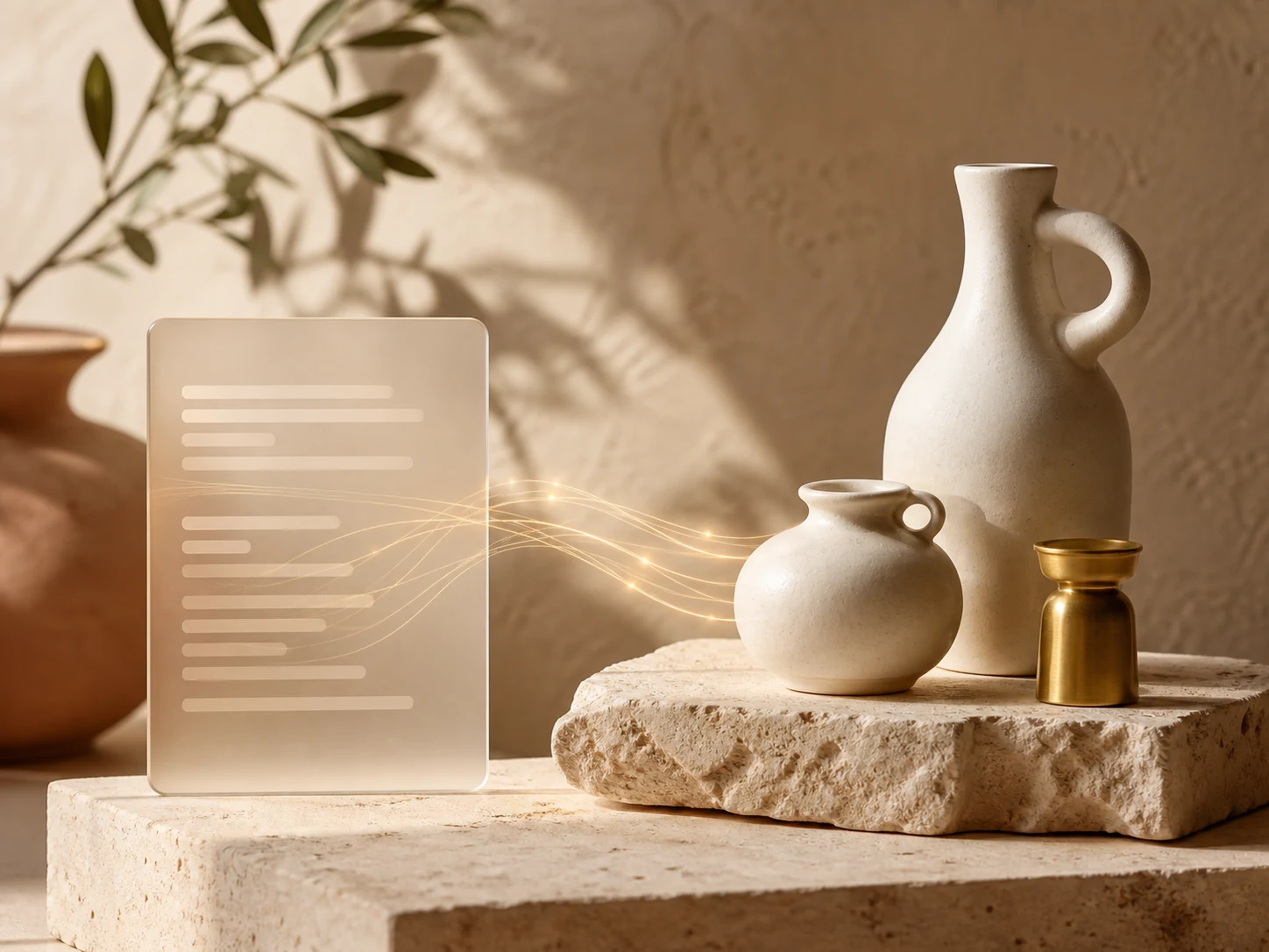 Text to image preview showing a written prompt turning into a finished product still life.