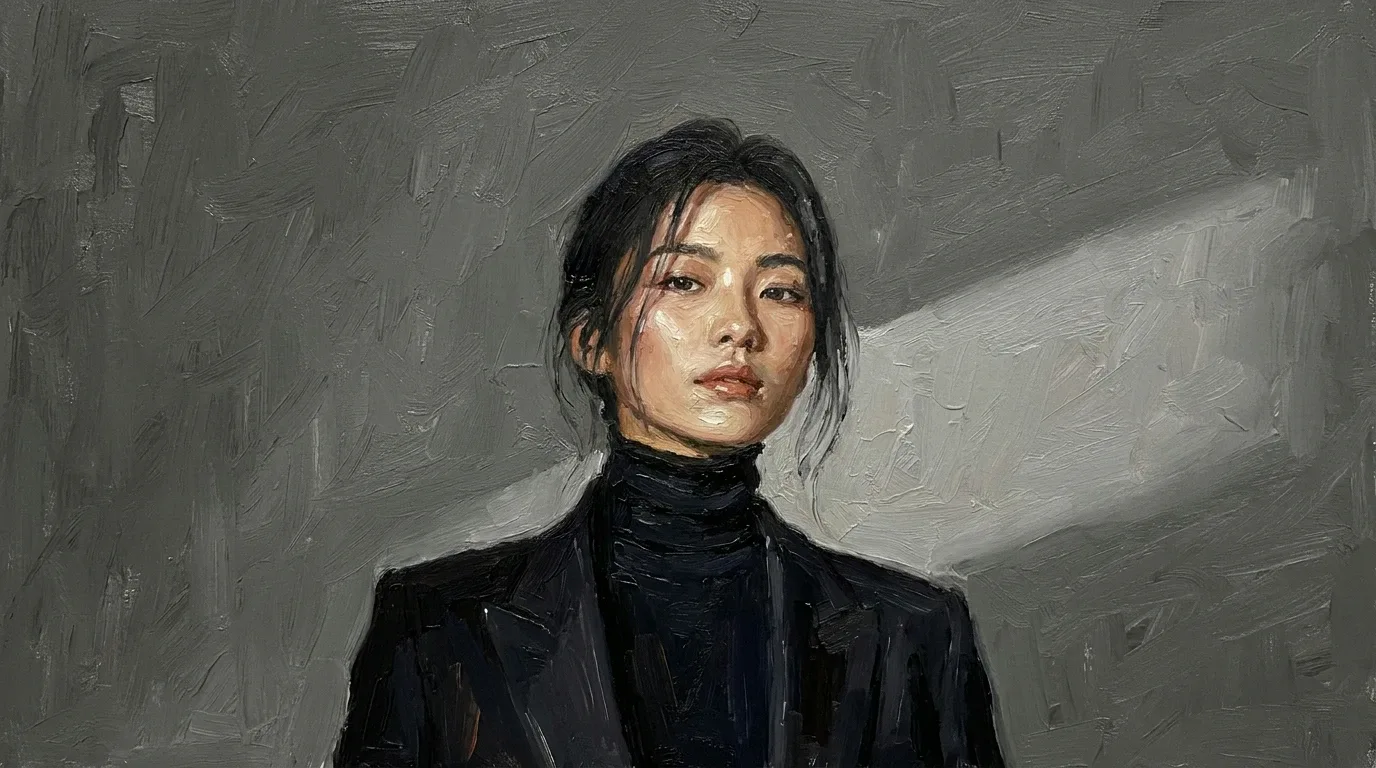 AI style transfer example restyling a portrait concept study. styled result
